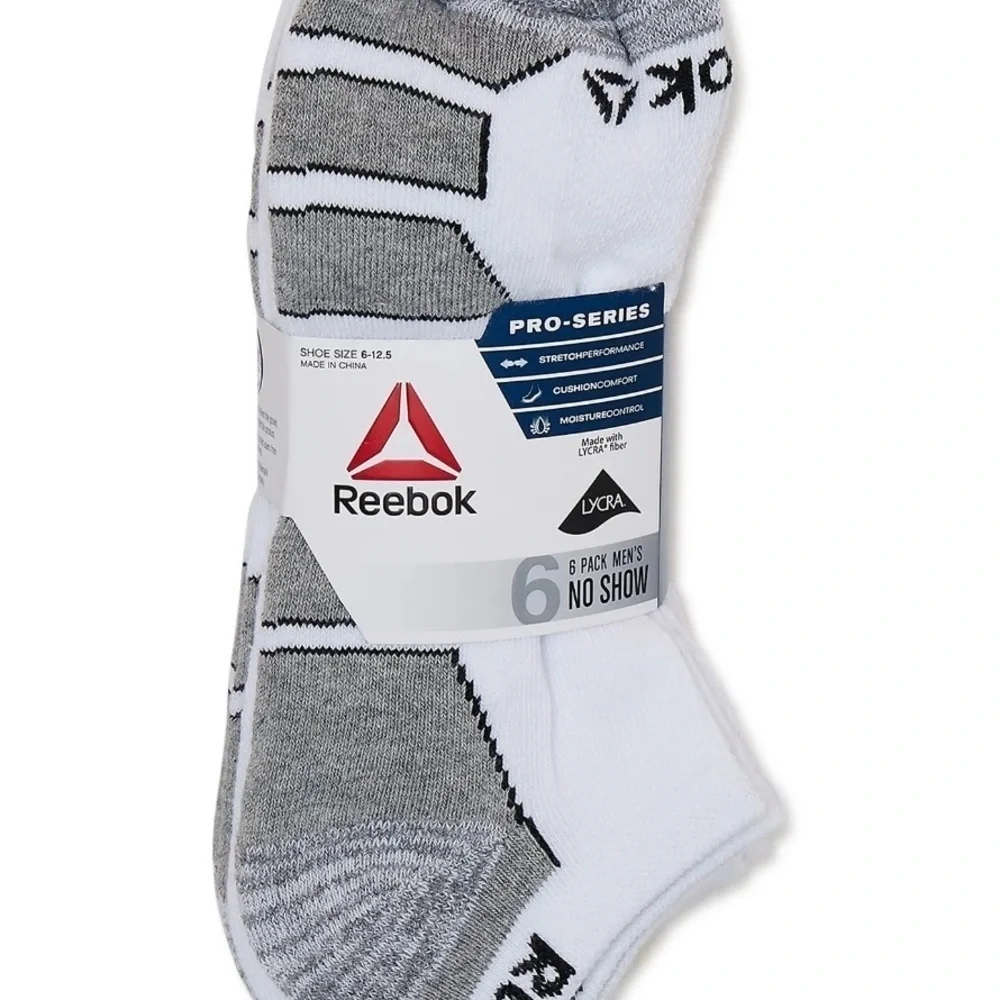 Reebok Men's Pro Series No Show Socks, 6-Pack